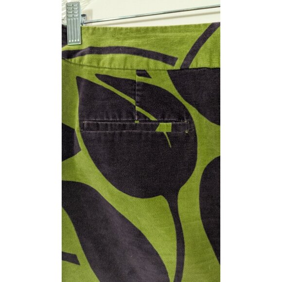 Boden Velvet Skirt Size 10L Green Blue Tropical Floral Mod Boho Pockets - Picture 4 of 8